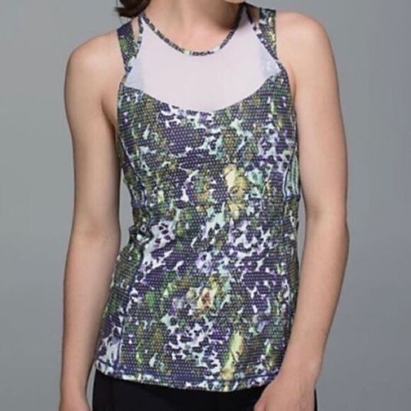 Lululemon Running In The City Mesh Floral Tank Top - Size: 6 - Picture 1 of 10